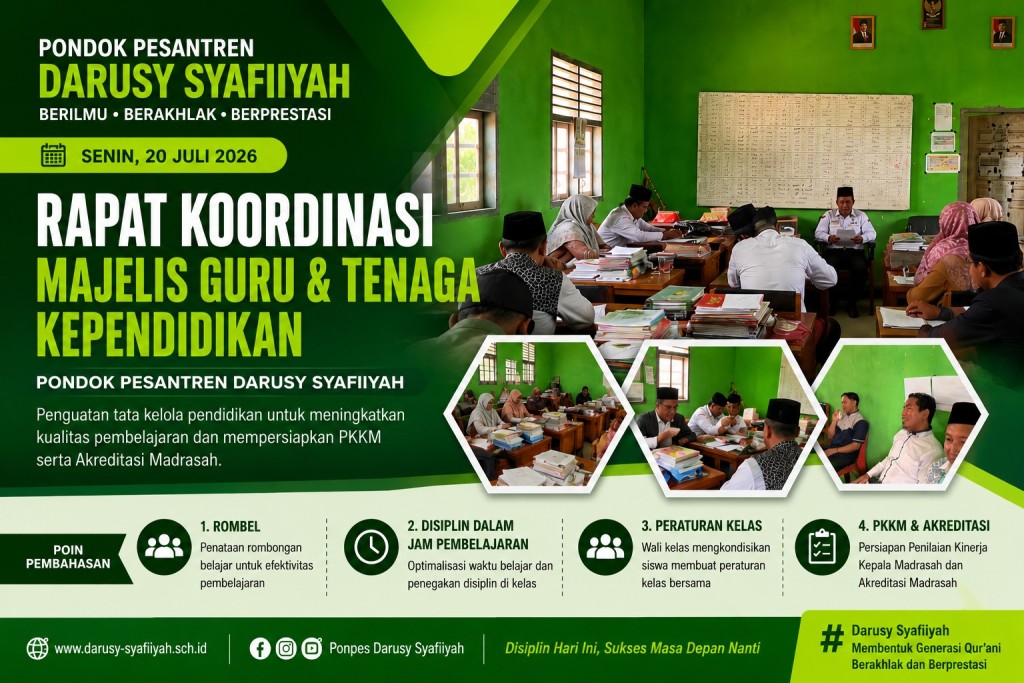 Perkuat Disiplin dan Mutu Pendidikan, Ponpes Darusy Syafi'iyah Gelar Rapat Koordinasi Majelis Guru dan Tenaga Kependidikan